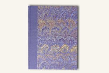 Preview: Diary Leinen flieder, Cover vergoldet marmoriert